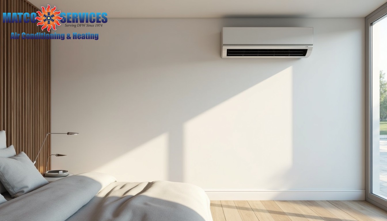 Contemporary room addition showing sleek wall-mounted indoor unit